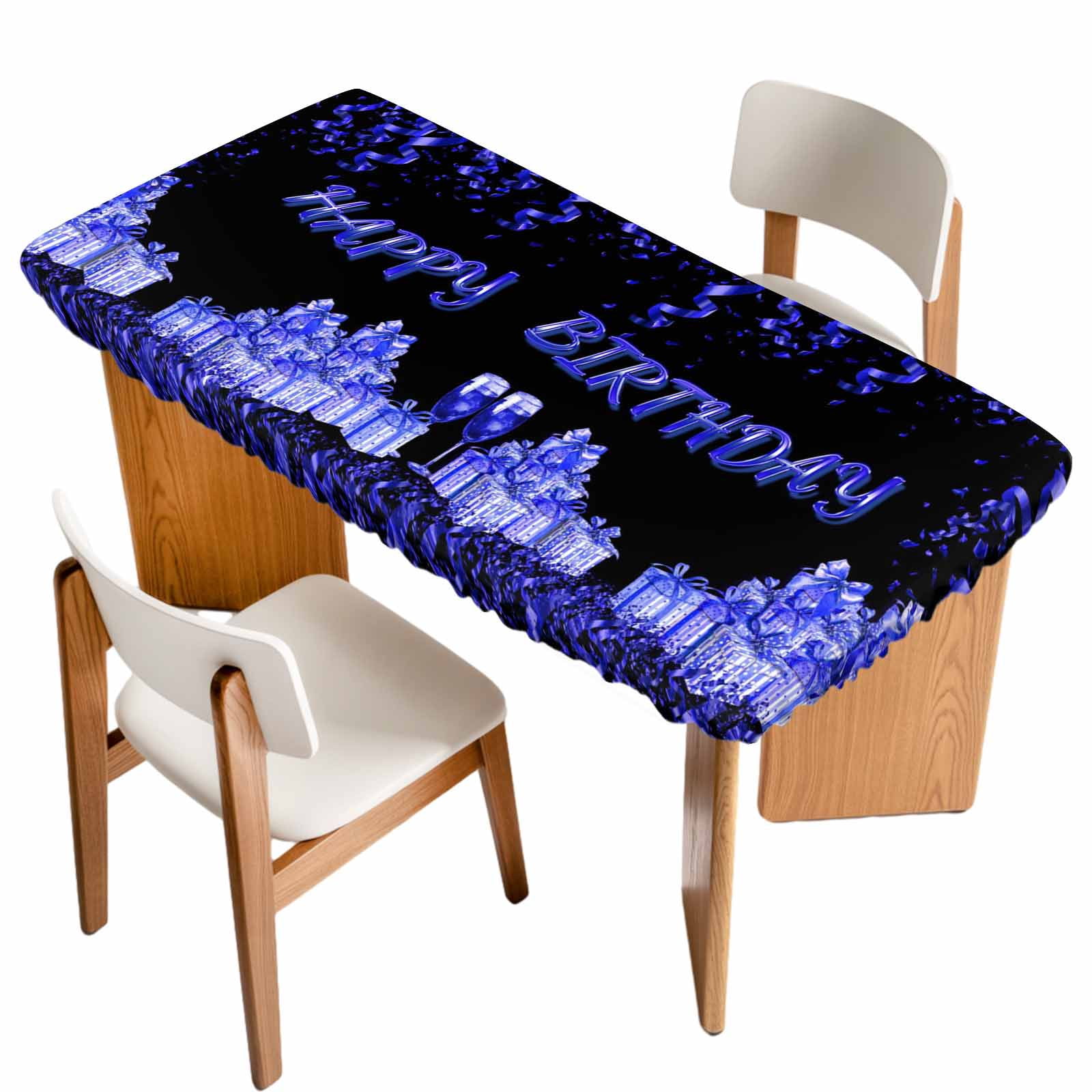 Rectangle Table With Ribbon Happy Birthday Blue Table Cloths for 6 Foot Rectangle Tables, Gifts ...