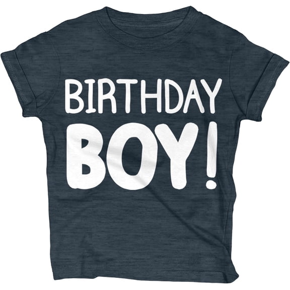 Lalo & Luna Happy Birthday Boy T-Shirt Soft Tee, Toddlers to Kids Clothes, Charcoal Heather