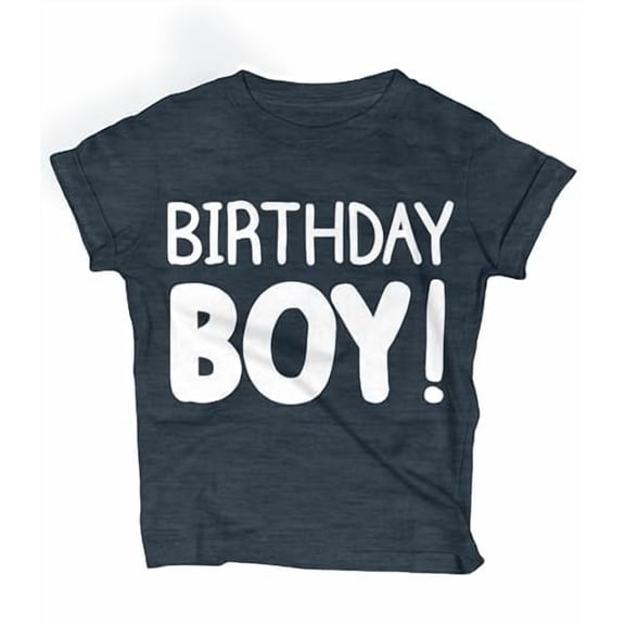 Lalo & Luna Happy Birthday Boy T-Shirt Soft Tee, Toddlers to Kids Clothes, Charcoal Heather