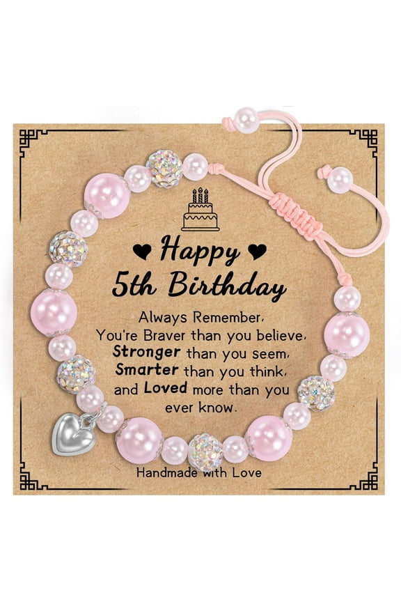 Happy Birthday Bracelet Gifts for 5-7 Year Old, Natural Stone Bracelets Birthday Gifts Ideas for Age 5 to 7 Daughter Granddaughter Niece