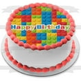 thumbnail image 1 of Happy Birthday Bricks Background Edible Cake Topper Image C01 L01, 1 of 3