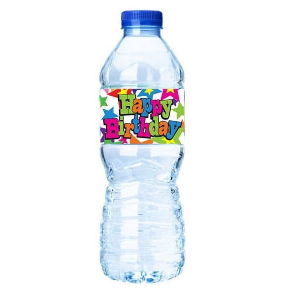 Happy Birthday-Bright Stars-Water Bottle Labels-12pack