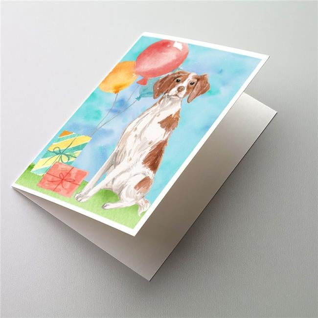 Happy Birthday Brittany Spaniel Greeting Cards & Envelopes, Pack of 8