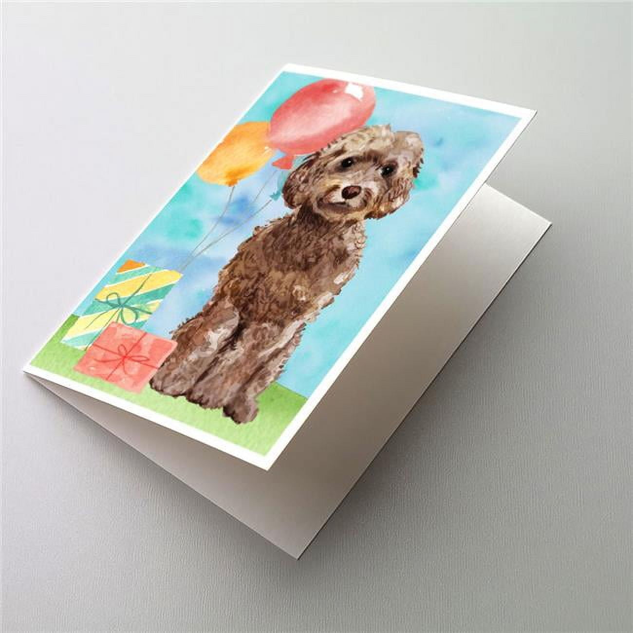Happy Birthday Brown Cockapoo Greeting Cards & Envelopes - Pack of 8