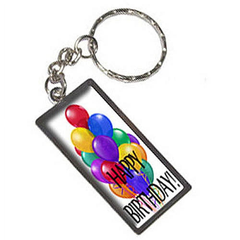 Happy Birthday Bunch Of Party Balloons Birthday Keychain Key Chain Ring
