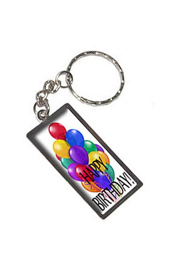 Happy Birthday Bunch Of Party Balloons Birthday Keychain Key Chain Ring