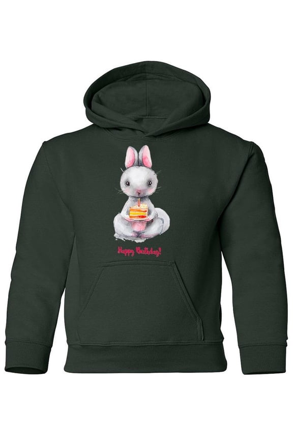 Happy Birthday! Bunny Hoodie | Juniors | Size Juniors,Forest Green (Hoodie),M (Youth)