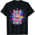 thumbnail image 1 of Happy Birthday Bunny Rainbow Cake Party Hat Cute Rabbit T-Shirt All Size S-5XL, 1 of 4
