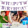 thumbnail image 1 of Happy Birthday Butterfly Party Decorations, Purple & Pink Butterfly Garland With 15-Piece Banner, For Birthday Parties, Birthdays, Butterfly Themed Celebrations, 1 of 6