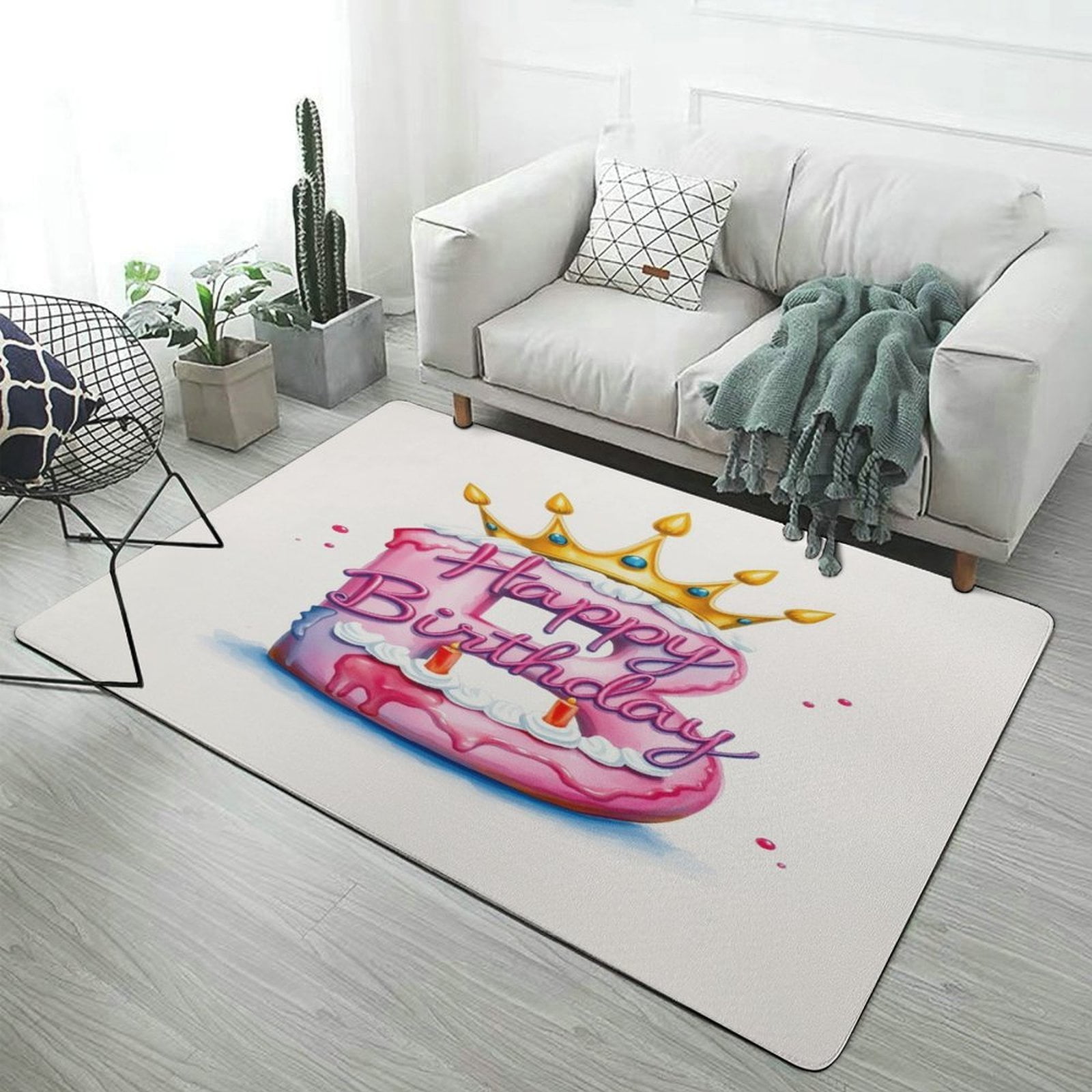 Happy Birthday Cake Carpet Large Size Living Room American Style Rugs ...