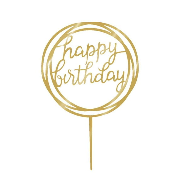 Happy Birthday Cake Topper Acrylic Gold Twinkle DIY Glitter Cupcake Cake Smash Candle Party Handmade Stick