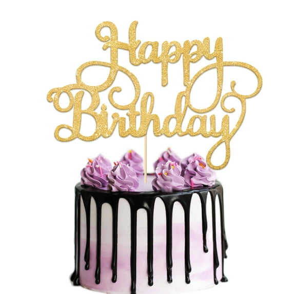 Happy Birthday Cake Topper, Birthday Party Supplies, Cake Decorations, Double Sided Glitter, Multi Colors