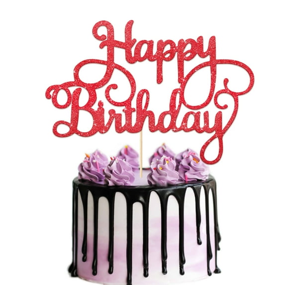 Happy Birthday Cake Topper, Birthday Party Supplies, Cake Decorations, Double Sided Glitter, Multi Colors