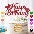 thumbnail image 1 of Happy Birthday Cake Topper, Butterfly & Flower Cake Topper, Women Girl's Birthday Party Cake Decorations, 1 of 2