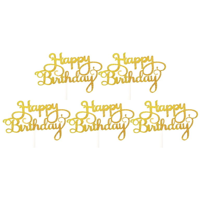 Personalised Happy Birthday Cake Topper Double Side Glitter