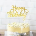 thumbnail image 1 of Happy Birthday Cake Topper, Glitter Happy Birthday Cake Pick Bunting Decor for Anniversary Celebrating Happy Birthday Party Cake Decorations Supplies Gold, 1 Pcs, 5.51x3.74", 1 of 6