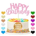 thumbnail image 1 of Happy Birthday Cake Topper, Handmade Glitter Cake Topper, Birthday Cake Decoration Party Supplies, 1 of 5