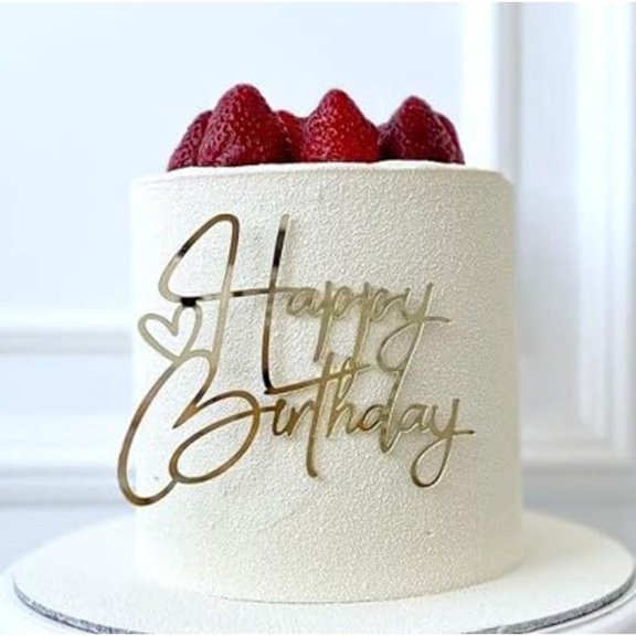Happy Birthday Cake Topper Mirror Acrylic Cake Topper Side Cake Topper Gold Cake Insert Cake for Birthday Party (Gold-1(4 * 3in))