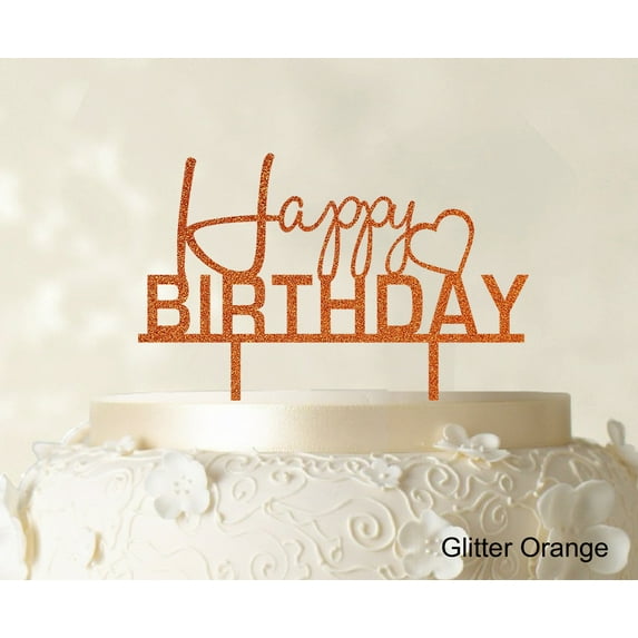 """Happy Birthday"" Cake Topper Personalized Glitter Cake Topper Cake Decorations Color Option Available 6""-7"" Inches Wide"