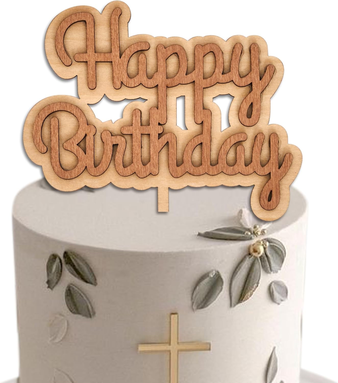 Happy Birthday Cake Topper - Rustic Wooden Cake Topper for Girls or ...