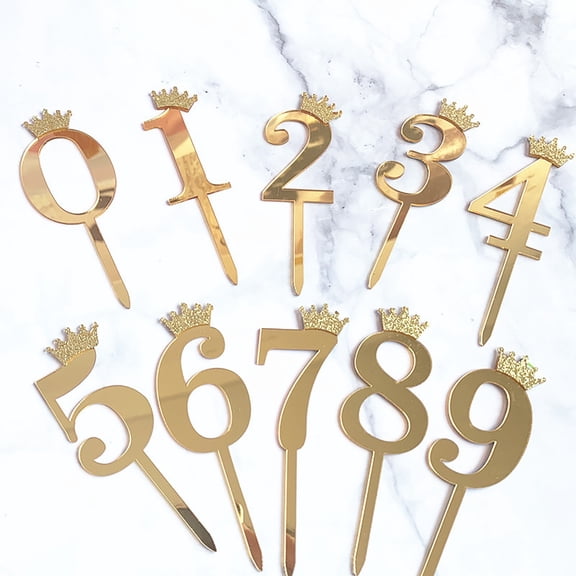 Happy Birthday Cake Toppers Set Of 10 Gold Crown Glitter Birthday Cake Toppers For 1St Anniversary All Ages Acrylic Cake Toppers Happy Birthday,Gold Party Card Insertion