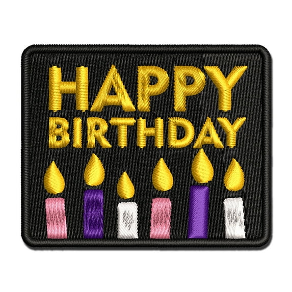 Happy Birthday Candles Fun Celebration Applique Multi-Color Embroidered Iron-On Patch - 2.0 Inch Mini