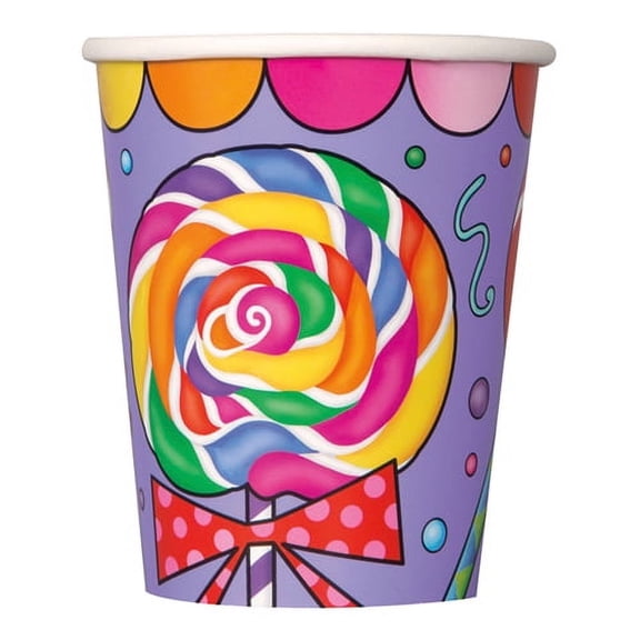Unique 42256 9 oz Candy Party Paper Cups, Pack of 8