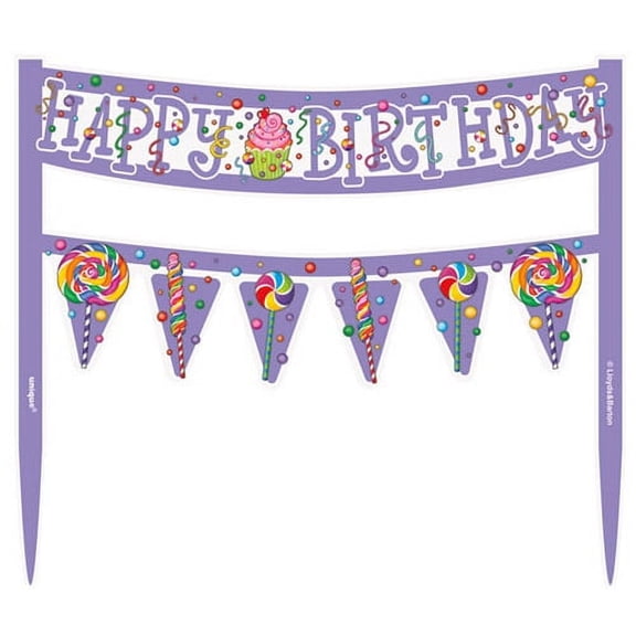 Happy Birthday 'Candy Party' Mini Cake Banner (1ct)