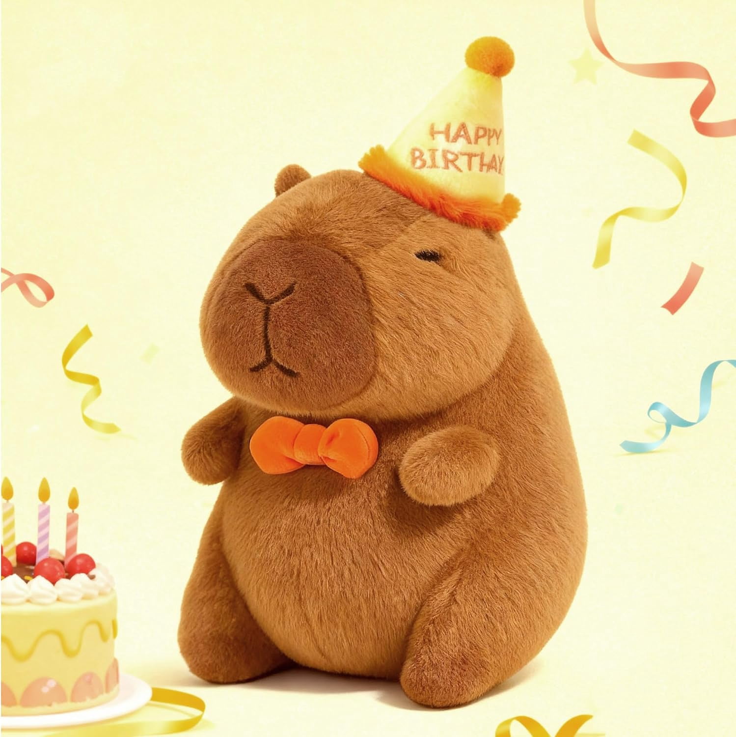 Happy Birthday Capybara Plush,Cute Capybara Stuffed Animal,Soft Kawaii Capibaras Stuff Toy for Kids,Capibara Plushies Birthday Party Decorations Gift for Boys Girls(10inch)