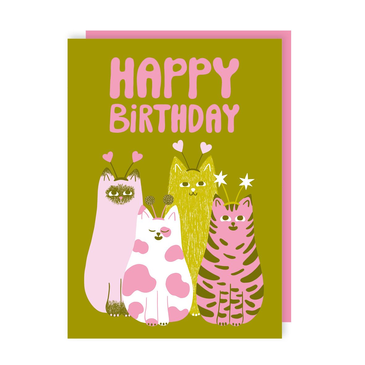 Happy Birthday Card with Adorable Cartoon Cats – Cute & Fun Design on ...