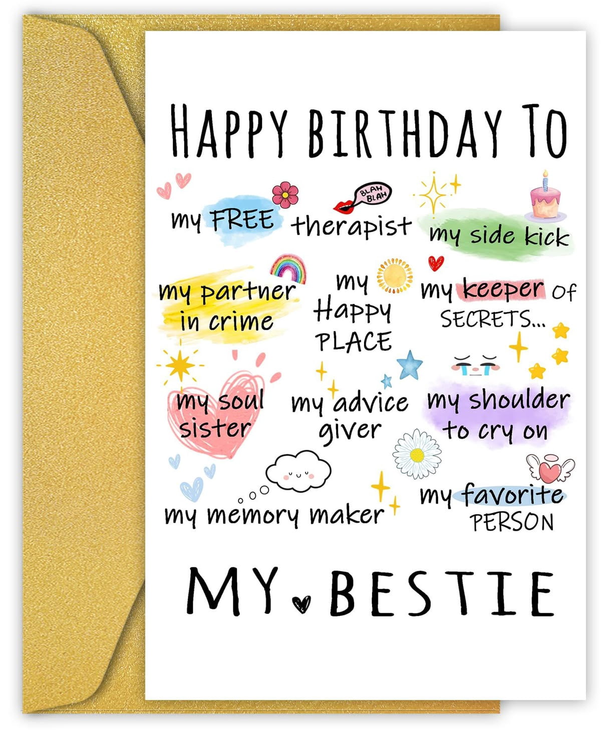 Happy Birthday Card for Best Friend – “My Bestie” Design with Heartfelt ...