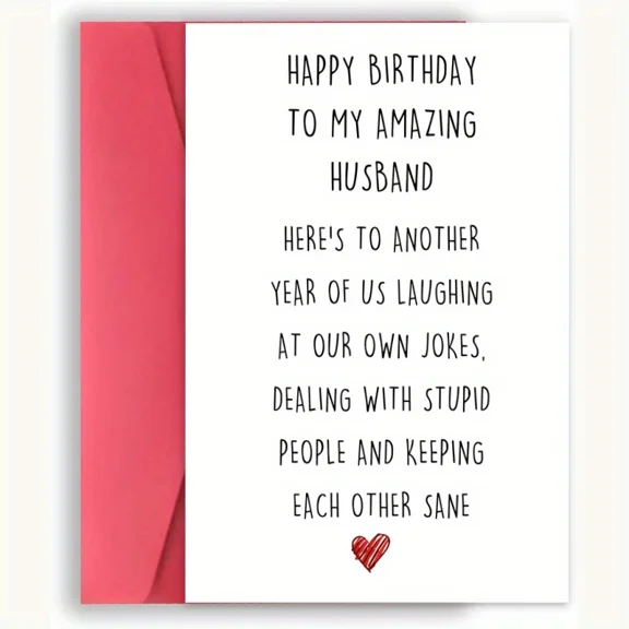 Happy Birthday Card for Husband Funny Love Note Year of Laughs & Inside Jokes Envelope Included, Blank for Personal Messages Perfect for Birthdays & Special Occasions