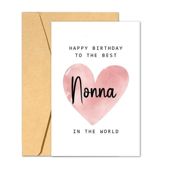 Happy Birthday Card for Nonna – Heartfelt Design with "To the Best Nonna in the World" – Blank Inside with Envelope – Perfect Gift for Grandmother on Birthday