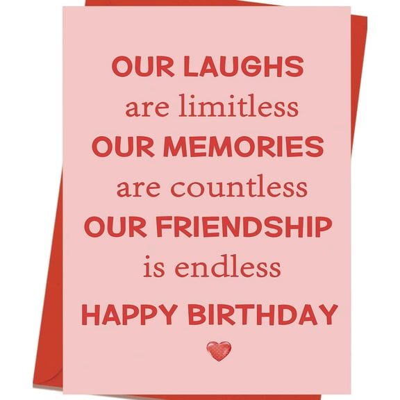 Happy Birthday Card – "Our Laughs are Limitless, Our Memories are Countless" Design – Envelope Included, Blank Inside – Perfect for Friends and Family Celebrations