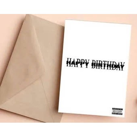 Happy Birthday Card with Parental Advisory – Unique Edgy Design – Blank Inside for Personal Messages – Includes Envelope – Perfect for Fun Celebrations
