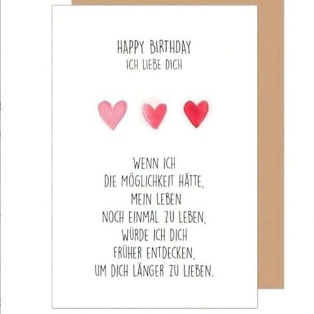 Happy Birthday Card – Romantic "Ich Liebe Dich" Design with Hearts – Perfect for Loved Ones, Blank Inside with Envelope – Ideal for Birthdays and Expressions of Love