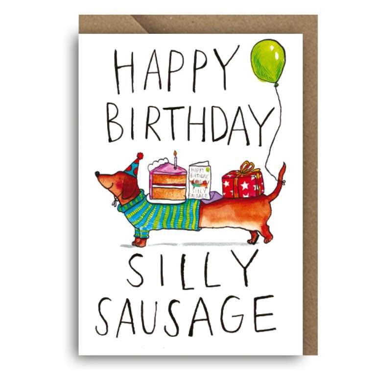 Happy Birthday Card - "Silly Sausage" Dachshund Design - Cute Dog ...