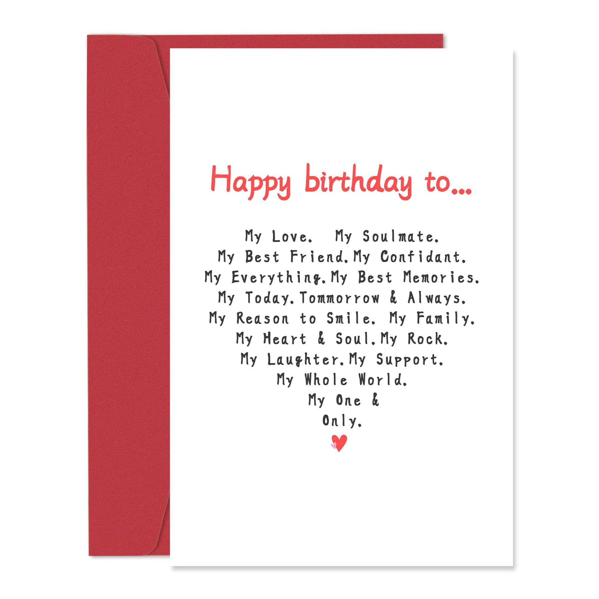 Happy Birthday Card for Soulmate - Heartfelt Wishes for Love, Best Friend,  and Lifelong Partner - Includes Envelope - Perfect for Birthdays,  Anniversaries, or Special Celebrations - Walmart.com, image size:1920x1920