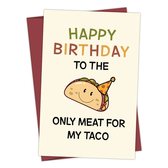 Happy Birthday Card for Taco Lovers – Fun and Quirky Design Featuring a Taco with Party Hat – Envelope Included, Blank Inside – Perfect for Birthdays and Celebrations