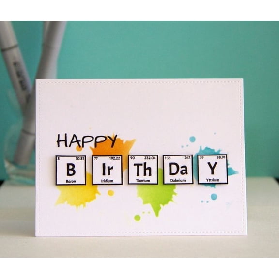 Happy Birthday Card – Unique Elemental Design with Chemical Symbols – Blank Inside for Personal Messages – Ideal for Science Lovers, Friends, and Family