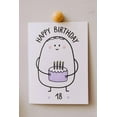 thumbnail image 1 of Happy Birthday Card for 18th Birthday – Cute Character with Cake Design – Blank Inside for Personal Messages – Envelope Included, 1 of 3