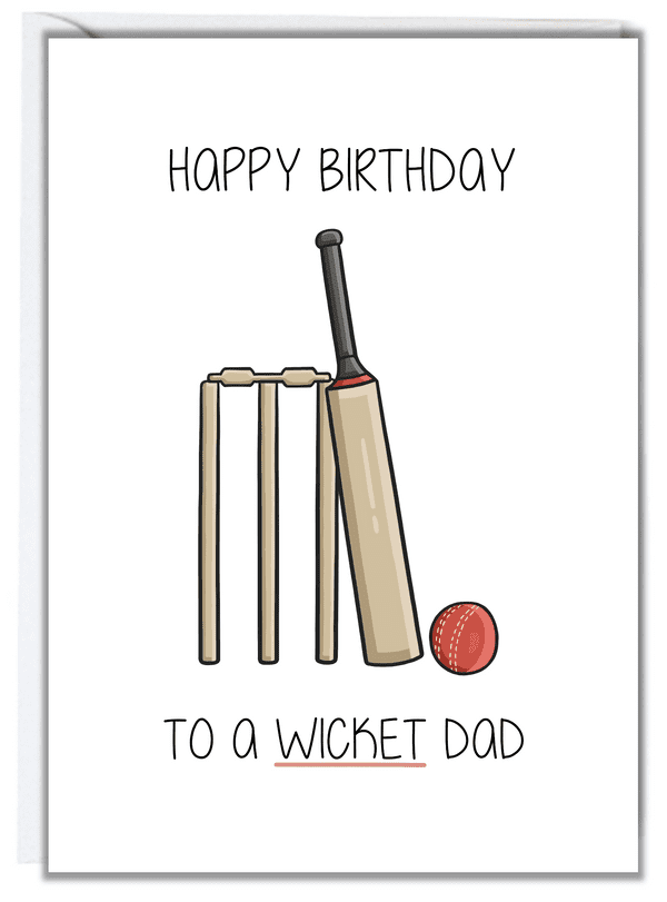 Cricket-Geburtstagskarte Für Herren – Lustige Karte Für Cricket-Fans & Väter, ‘To A Wicket Dad’, Inkl. Umschlag, UK-Design