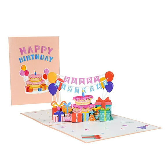 Happy Birthday Card for Girl Boys Kids 3D Gift Box for Pop Up Greeting Card Deco