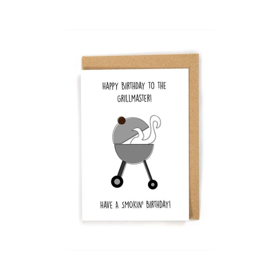 Happy Birthday Card for Grillmaster Fun BBQ Grill Design Envelope Included, Blank Inside Perfect Gift for BBQ Lovers and Grill Enthusiasts