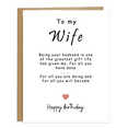 thumbnail image 1 of Happy Birthday Card for Wife – Heartfelt Message – Blank Inside for Personal Touch – Elegant Design with Envelope Included, 1 of 3