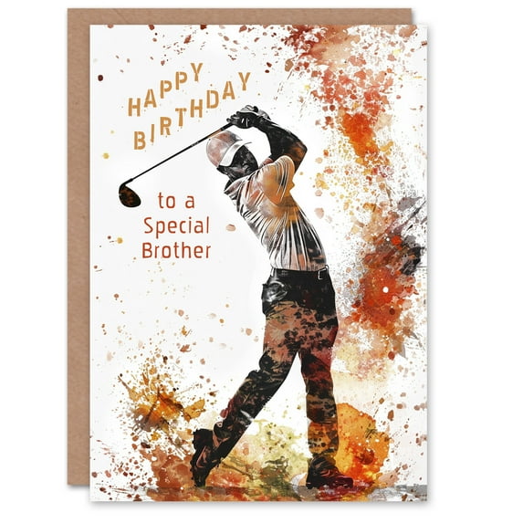 Happy Birthday Card to a Special Brother Golf Lover Tee Shot Driver Swing Golfing