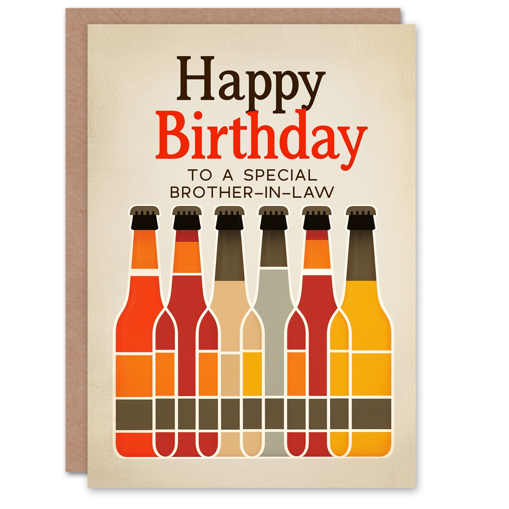 Weihnachtskarte 'To A Special Brother' Mit Bierflasche-Design – Goldgeprägt, Inkl. Rotem Umschlag (13,5 X 23 Cm)