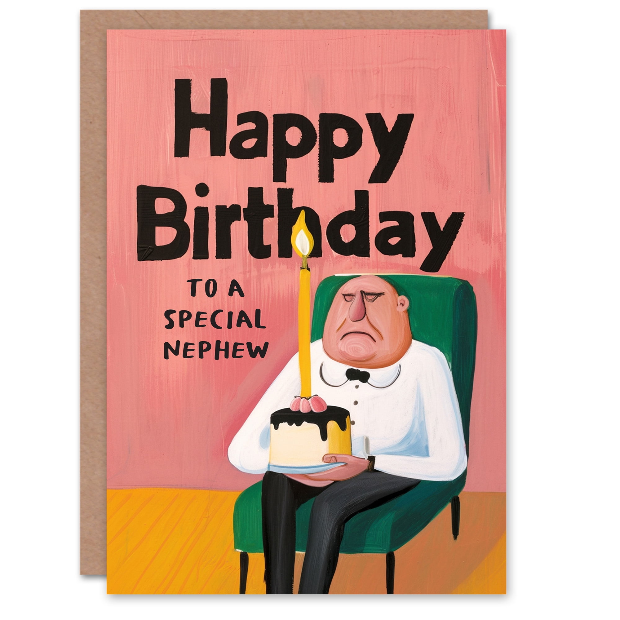 Funny 'Grater Nephew' Cheese Pun Birthday Card – Blank Inside With Envelope