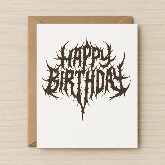 Happy Birthday Card with Bold Gothic Design Unique and Stylish Blank Inside Card Perfect for Friends, Family, and Special Celebrations