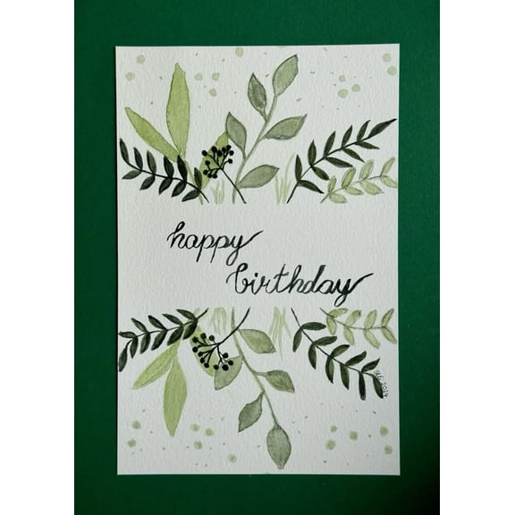 Happy Birthday Card with Elegant Leaf Design  Perfect for Friends, Family, and Special Occasions  Blank Inside with Envelope Included